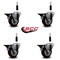 Service Caster 3.5'' Maroon Poly Swivel 7/8'' Expanding Stem Caster Set with Brake, 4PK SCC-EX20S3514-PPUB-MRN-PLB-78-4 - alternate 4